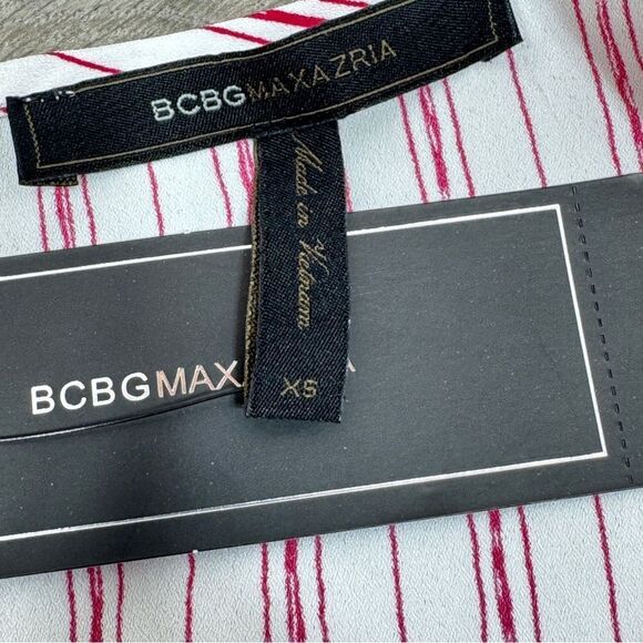 BCBGMaxAzria Striped Split Back Hem Sleeveless Tank Top Shirt Red White XS - Picture 11 of 14